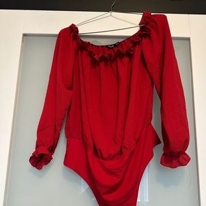 Off the Shoulder Ruffle Bodysuit